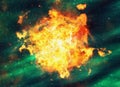 Bright explosion flash on space background Royalty Free Stock Photo