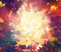 Bright explosion flash on a space background Royalty Free Stock Photo