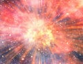 Bright explosion flash on a space background Royalty Free Stock Photo