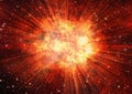 Bright explosion flash on a space background Royalty Free Stock Photo