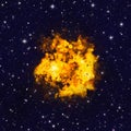 Bright explosion flash on a space background. fire burst Royalty Free Stock Photo