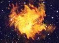 Bright explosion flash on space backgrounds Royalty Free Stock Photo
