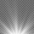 Bright explosion of a star, a flash of light, rays on a transparent background. Royalty Free Stock Photo