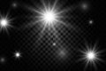 Bright explosion of a star, a flash of light, rays on a transparent background. Royalty Free Stock Photo