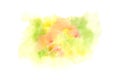 Bright expressive green and orange watercolor blob