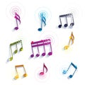 Bright expressive jolly glossy musical notes and symbols isolate Royalty Free Stock Photo