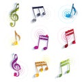 Bright expressive jolly glossy musical notes and symbols isolate