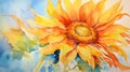 Bright Expressive Watercolor of a Cheerful Sunny Day AI Generated