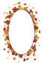 Bright Fall Autumn Leaves Vertical Oval Vector Illustration 1