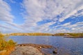 Bright fall skies in the North Woods Royalty Free Stock Photo