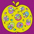 Bright fanny colored pattern from groups of apples .