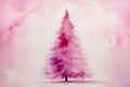 Bright fantasy pink loose watercolour style christmas tree scene Royalty Free Stock Photo