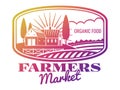 Bright farmer market label or emblem