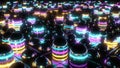 Bright Fast Flashing Flickering Neon Abstract Grid Tube Array Pistons - Abstract Background Texture