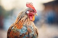 bright feathers of a hen in daylight