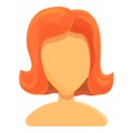 Bright female hairstyle icon, cartoon style