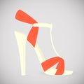 Bright female sandals with high heels