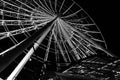 Bright Black and white Festival Ferris Wheel in the night