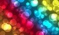 Bright festive background bokeh, Christmas, party, fun, birthday, rainbow colors, multicolor, circles, light effect Royalty Free Stock Photo