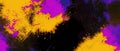 Bright festive color watercolor stains in bright yellow and purple oil paint isolated on black background Royalty Free Stock Photo