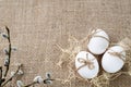 Festive background for Easter spring bouquet and eggs