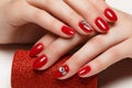 Bright festive red manicure