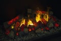 Bright fire burns in a fireplace Royalty Free Stock Photo