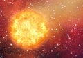Bright fire explosion planet on a space background Royalty Free Stock Photo