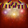 Bright firework with flags of Venezuela . Illustration with flags for web design.