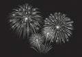 Bright fireworks display against a black background, featuring multiple Royalty Free Stock Photo