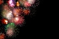 Bright fireworks shining in the night sky background Royalty Free Stock Photo