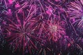 Bright fireworks with sparks. Explosive pyrotechnic devices for aesthetic and entertainment purposes, art. Holiday