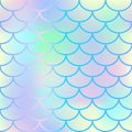 Bright fish scale seamless pattern. Gradient mesh background with fishscale ornament.