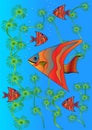 Bright fishes in lake Royalty Free Stock Photo
