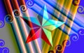 A bright five-pointed star with iridescent shine. Royalty Free Stock Photo
