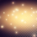 A bright flash of light, an explosion of a star with glitter and dust isolated on a transparent background. Royalty Free Stock Photo