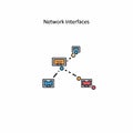 Network Interfaces Icon Concept Diagram Simple Colorful Vector Illustration of Networking Devices and Data Exchange Points for IT Royalty Free Stock Photo