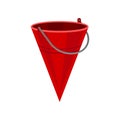 Bright flat vector illustration of red cone shaped metal bucket. Equipment using for prevent or extinguish fire Royalty Free Stock Photo