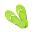 Bright flip flops on white background, top view. Royalty Free Stock Photo
