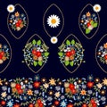 Bright floral border with Spanish motifs.