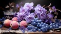 Bright floral fruit still life on the table