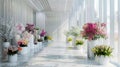 Bright Floral Hallway with Elegant White Decor Royalty Free Stock Photo
