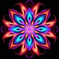 Vibrant Neon Flower Drawing With Symmetrical Patterns Royalty Free Stock Photo