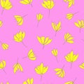 Bright floral pattern. Seamless background. Hand drawn modern illustration of large flower heads on solid color. Cloth, web, Royalty Free Stock Photo