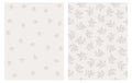 Bright Floral Repeatable Vector Pattern. Delicate Warm Gray Twigs on Beige.