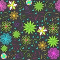 Bright floral seamless pattern, and seamless patt