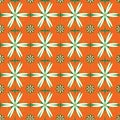 Bright floral seamless pattern with white chamomiles on an orange background