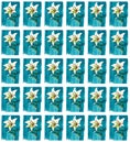 Bright floral seamless pattern of white lilies on blue background watercolor Royalty Free Stock Photo