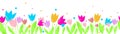 Bright floral vector seamless long background with tulips on a white. Royalty Free Stock Photo