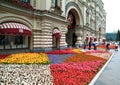 Beautiful flower bed in central street of the city of Moscow